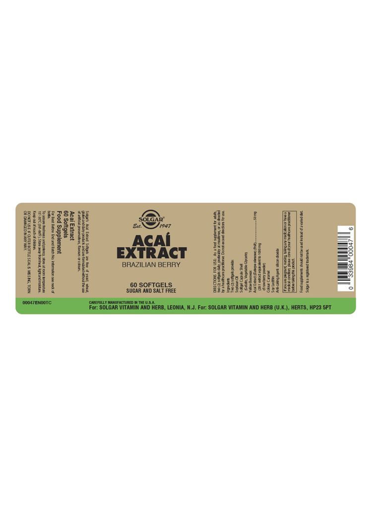 Solgar Acai Extract - 60 Softgels