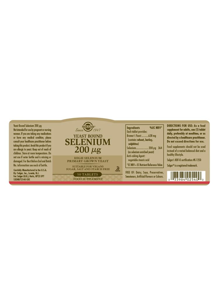 Solgar Selenium (Yeast-Free) 200 µg - 50 Tablets