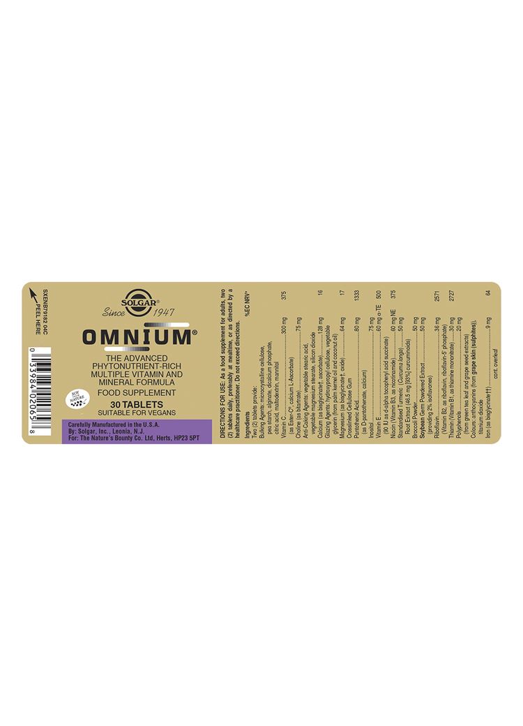 Solgar Omnium - 30 Tablets