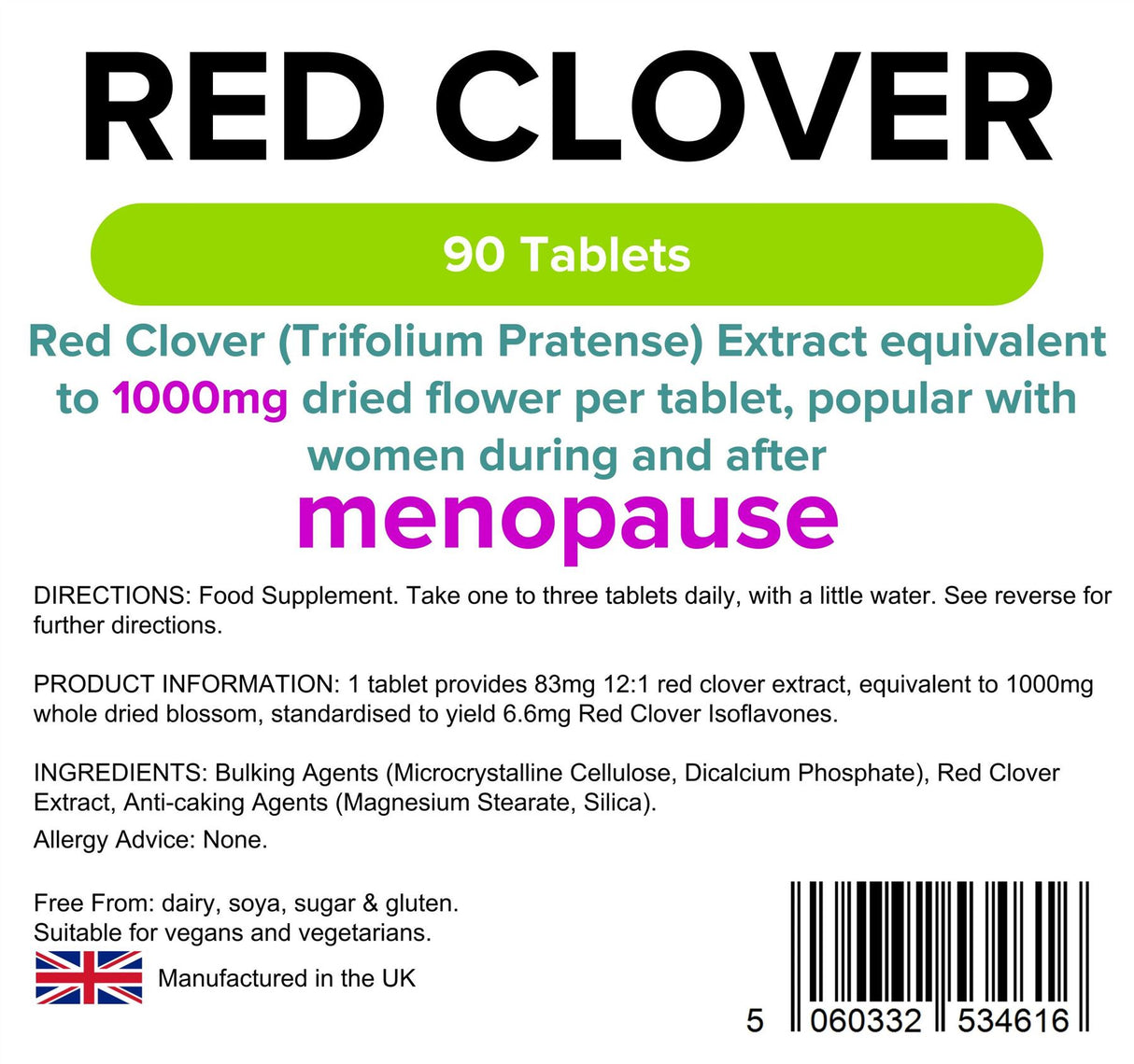 Lindens Red Clover 1000mg - 90 Tablets