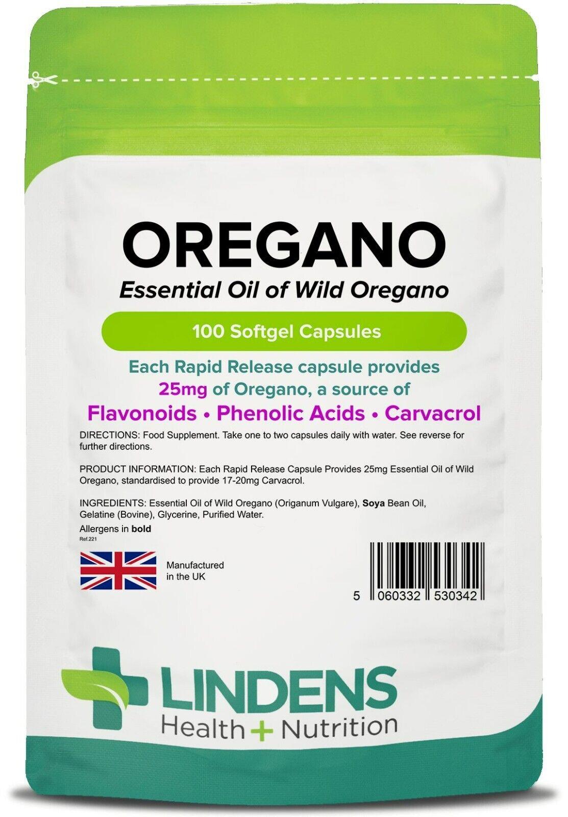 Lindens Oregano Oil 25mg - 100 Capsules