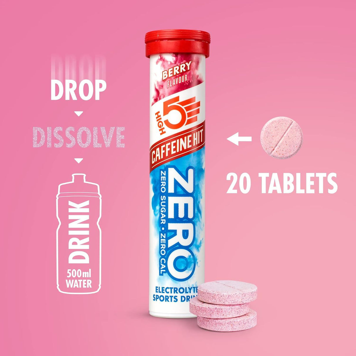 High 5 Zero Electrolyte Sports Hydration Drink - 20 Tablets- All Flavours - Pack of 8