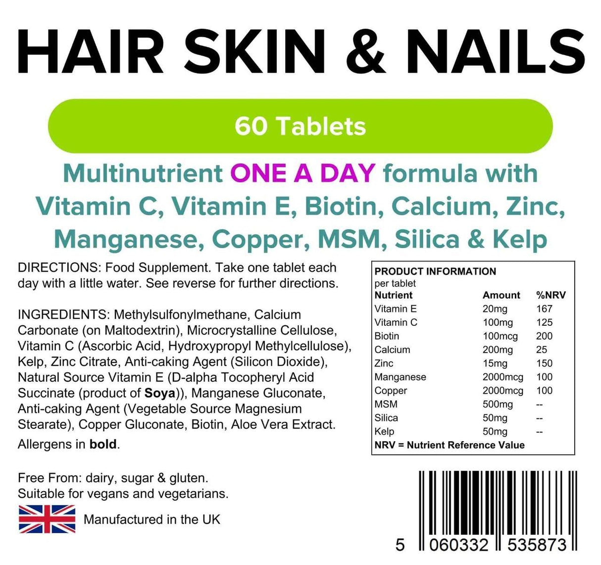 Lindens Hair Skin & Nails - 60 Tablets