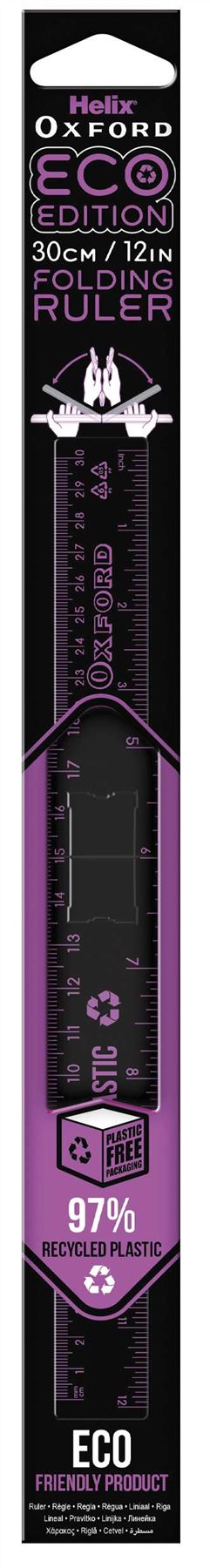 Helix Oxford Eco Folding 30cm Ruler - Pink (Pack of 2)