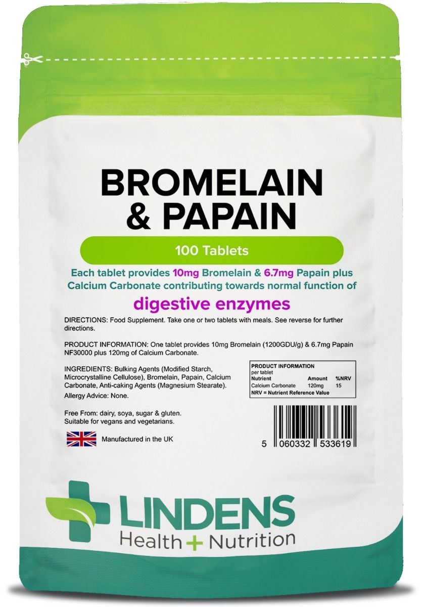 Lindens Bromelain & Papain 10/100 - 100 Tablets