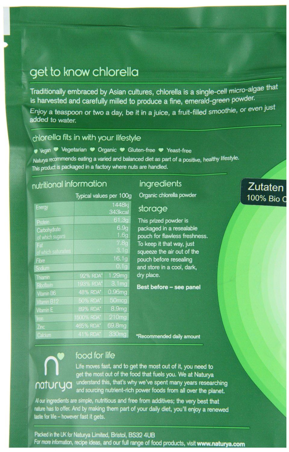 Naturya Organic Chlorella Powder 200g