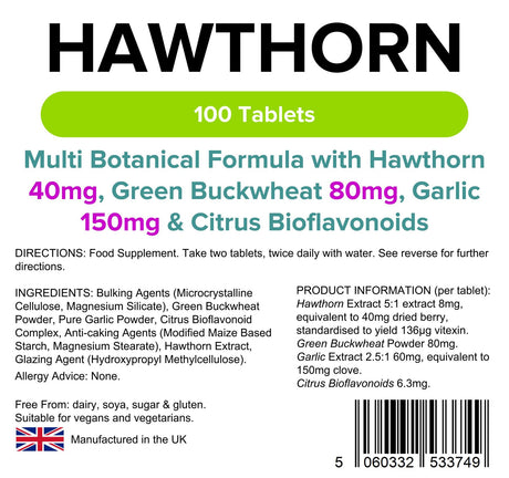 Lindens Hawthorn MultiBotanical Formula - 100 Tablets