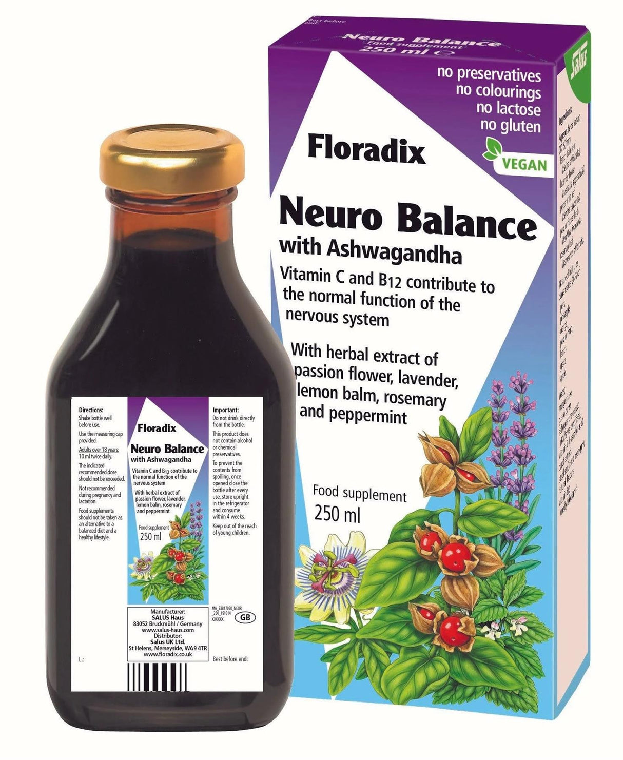 Floradix - Neuro Balance with Ashwagandha Liquid Formula - 250ml