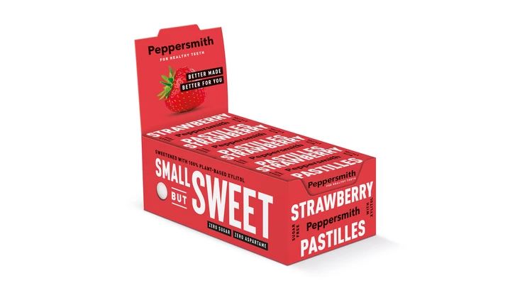 Peppersmith | Strawberry & Vanilla Pastilles, (Pack of 12 = 300 Pastilles) | 100% Xylitol