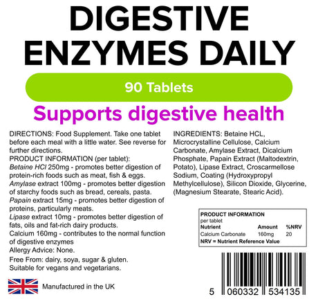 Lindens Digestive Enzymes Daily - 90 Tablets