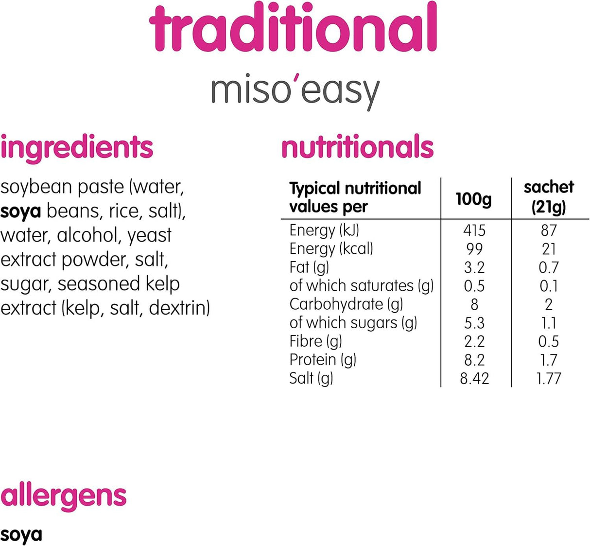 Itsu  Miso'easy Traditional Instant Miso Paste 105g (5x21g Sachets) - Pack of 12 (60 Soups)