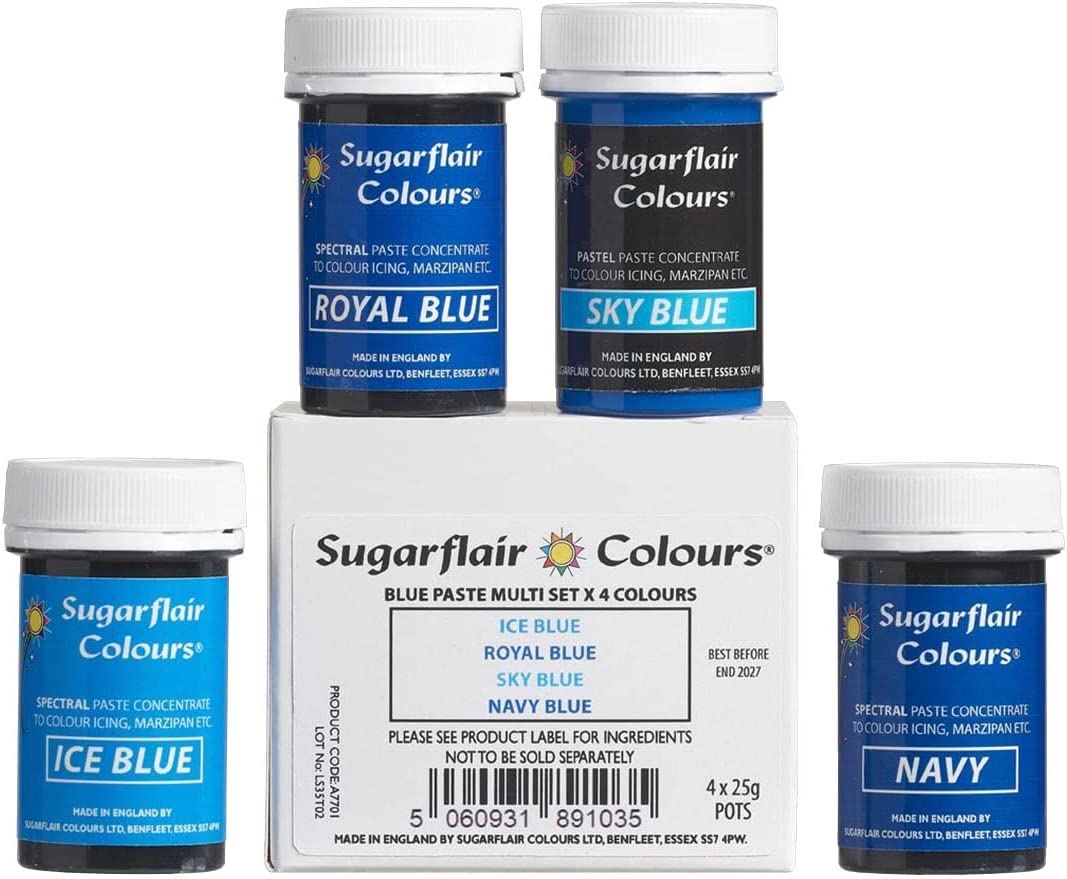 Sugarflair Spectral Paste Blue Set - Pack of 4