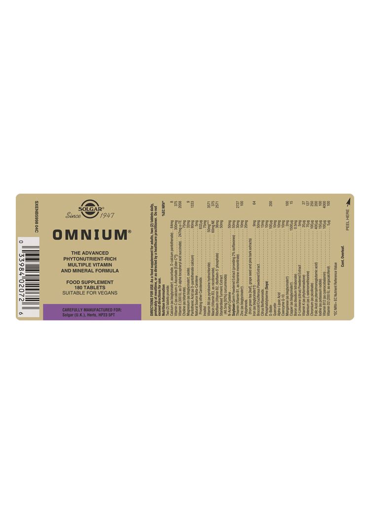 Solgar Omnium - 180 Tablets