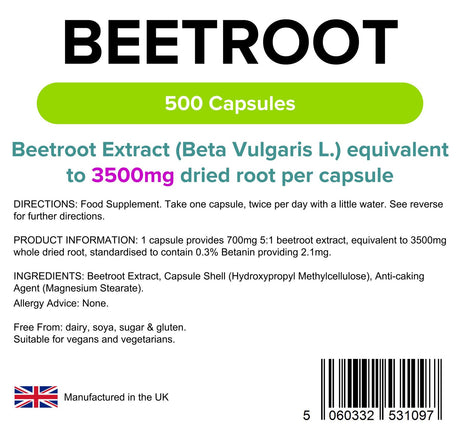 Lindens Beetroot 3500mg - 500 Capsules