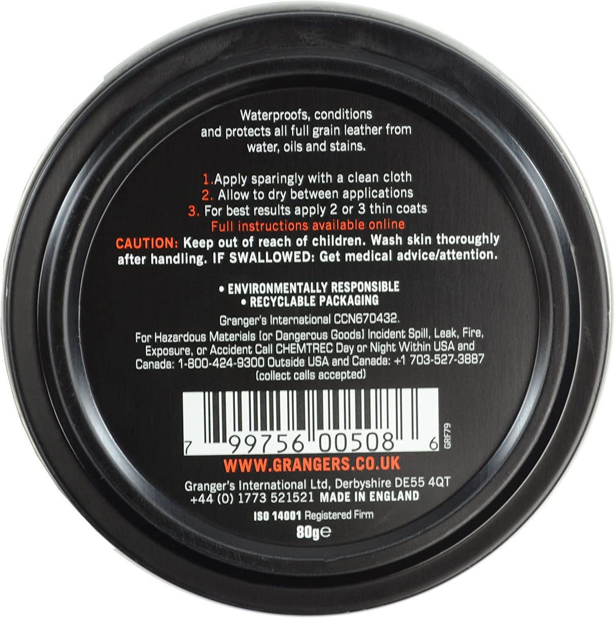 Grangers G-Wax Leather Protection Tin 80g