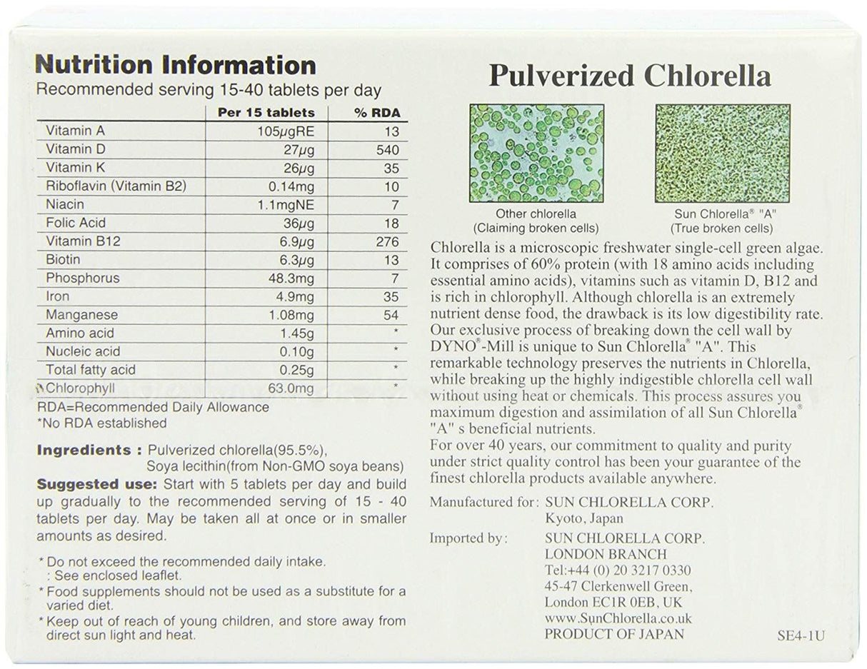 Sun Chlorella A5 - 1500 x 200mg Tablets