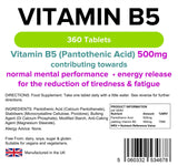 Lindens Vitamin B5 500mg - 360 Tablets