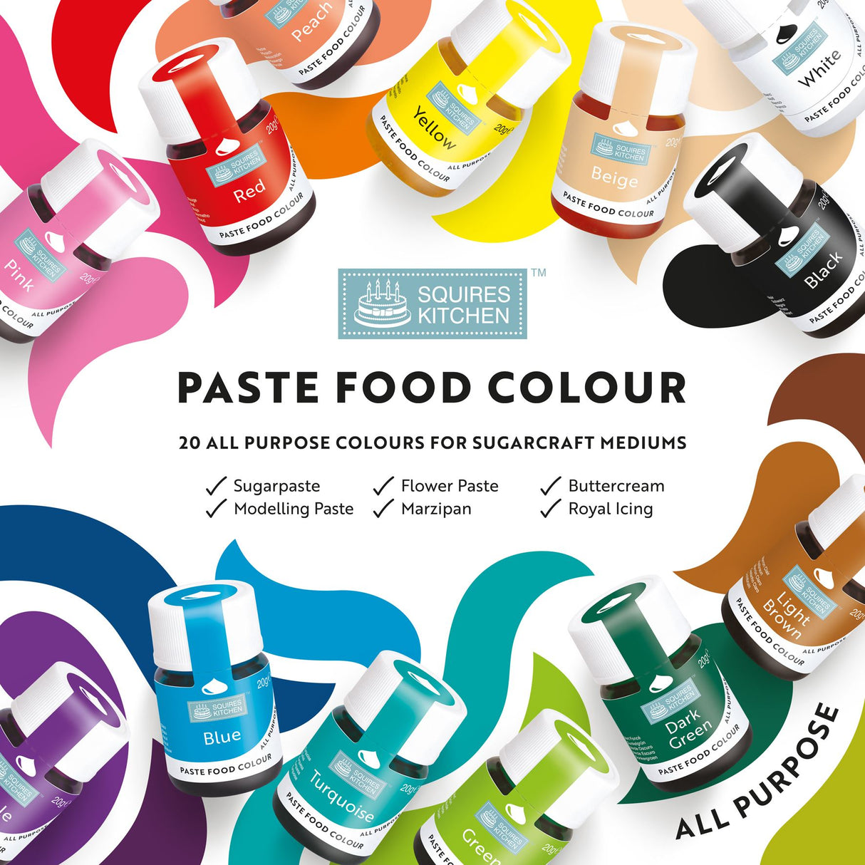 Squires Kitchen Food Colouring Paste Gel 20g - All Shades