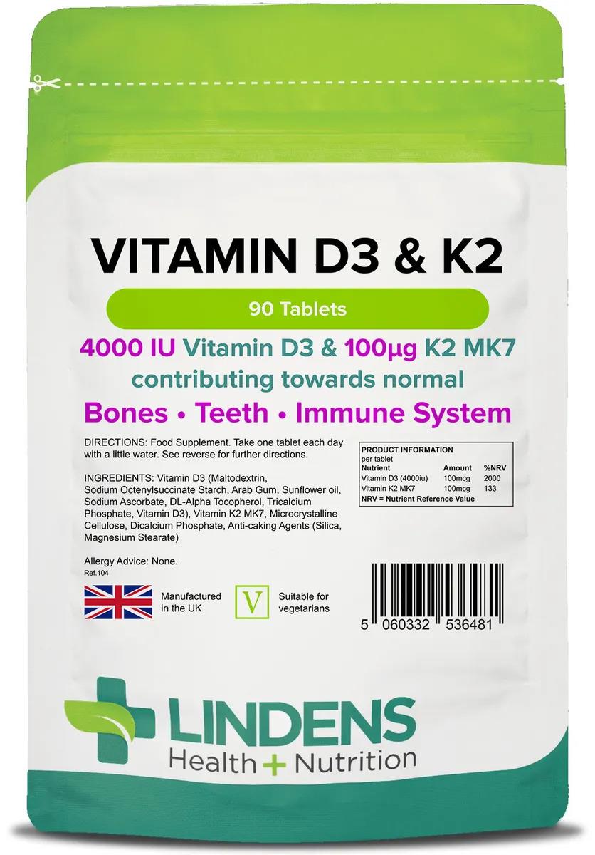 Lindens Vitamin D3 4000IU & K2 - 90 Tablets