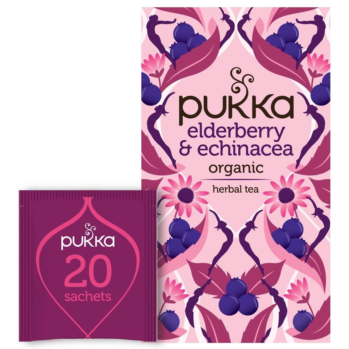 Pukka Herbal Organic Teas - Elderberry & Echinacea - Pack of 4