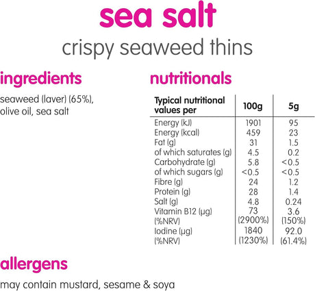 Itsu Crispy Sea Salt Flavour Seaweed Thins Snack 5g - Pack of 32