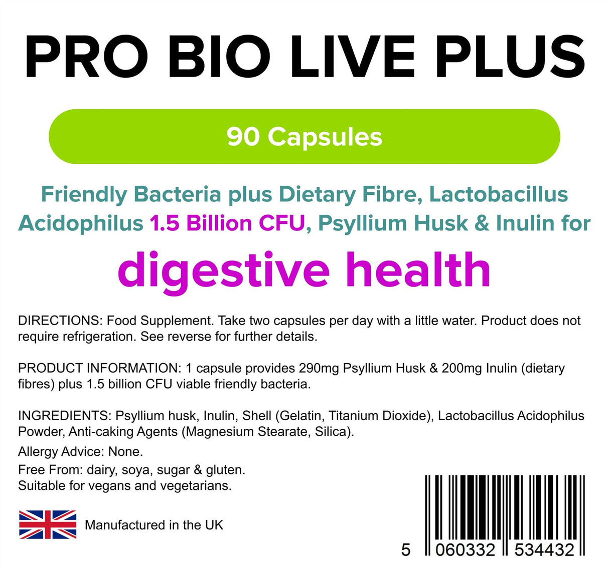 Lindens Pro Bio Live Plus - 90 Capsules