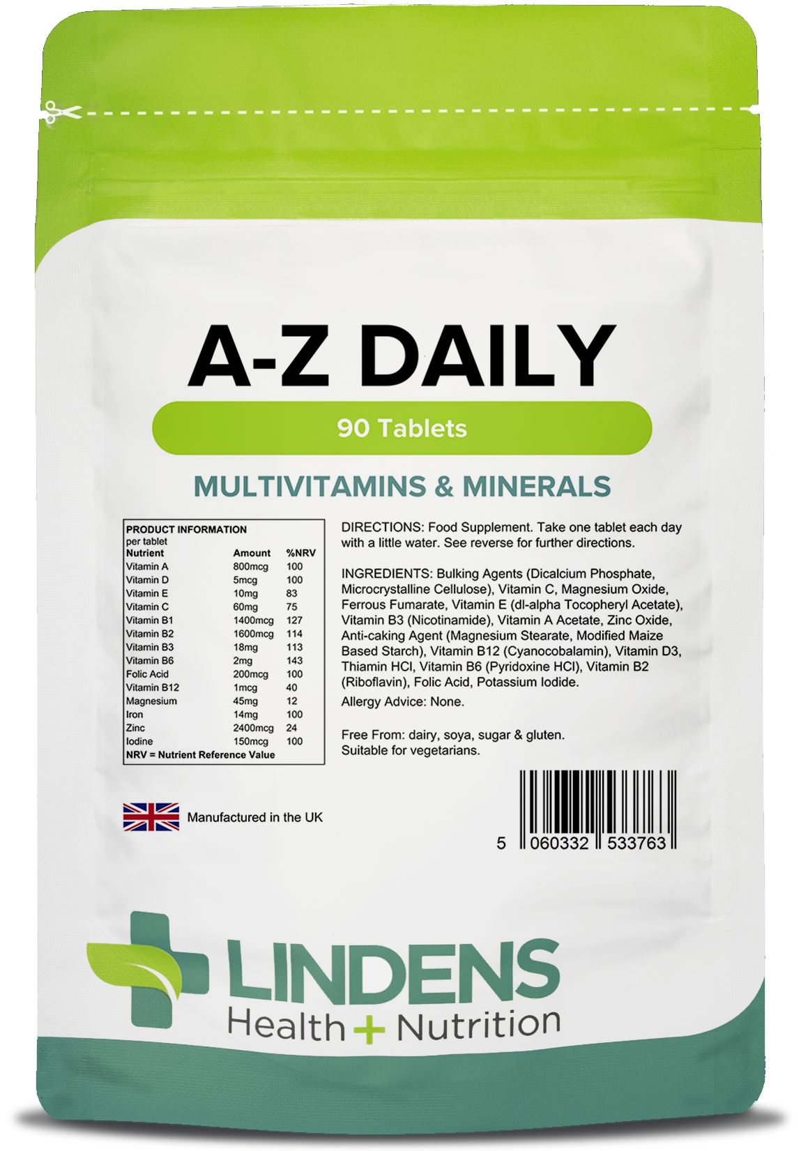 Lindens Multivitamin A-Z Daily - 90 Tablets