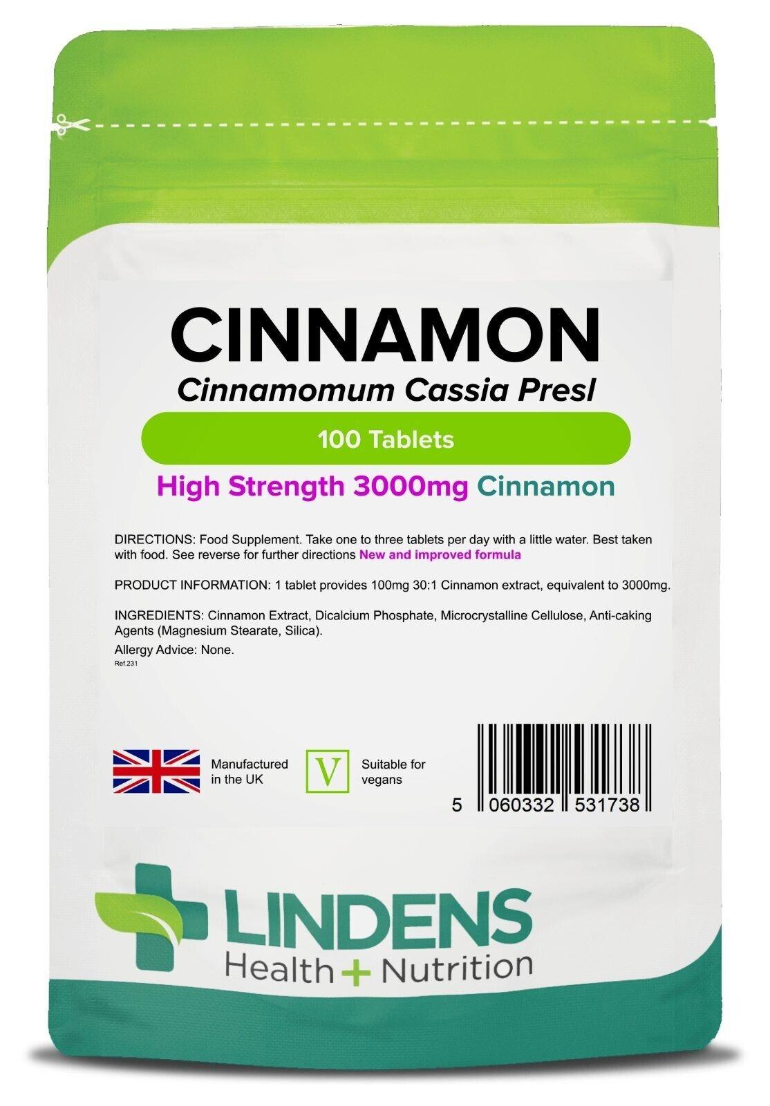 Lindens Cinnamon 3000mg - 100 Tablets