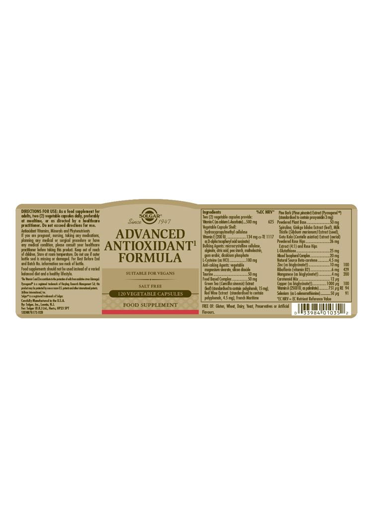 Solgar Advanced Antioxidant Formula - 120 Vegicaps