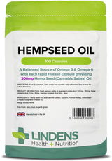 Lindens Hemp Seed Oil 300mg - 100 Capsules