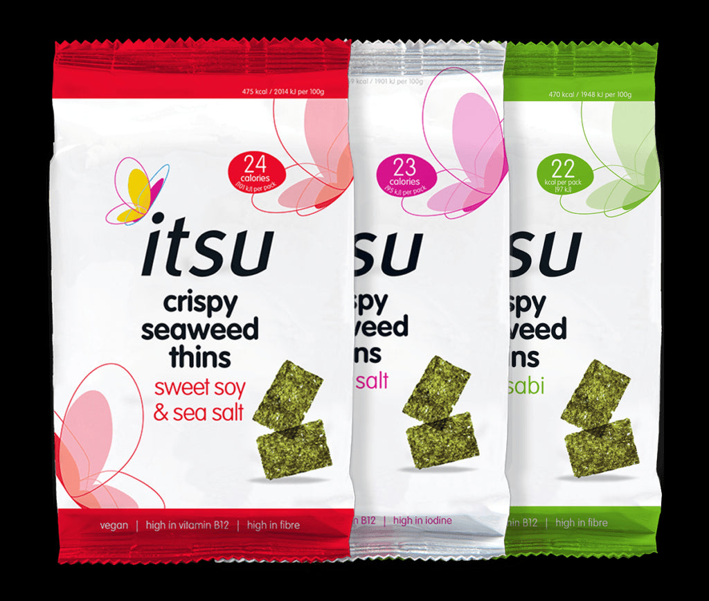 Itsu Crispy Seaweed Thins Snack 5g - Mixed Case x 12 Packs