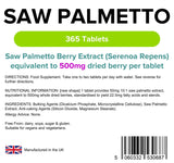 Lindens Saw Palmetto 500mg - 365 Tablets