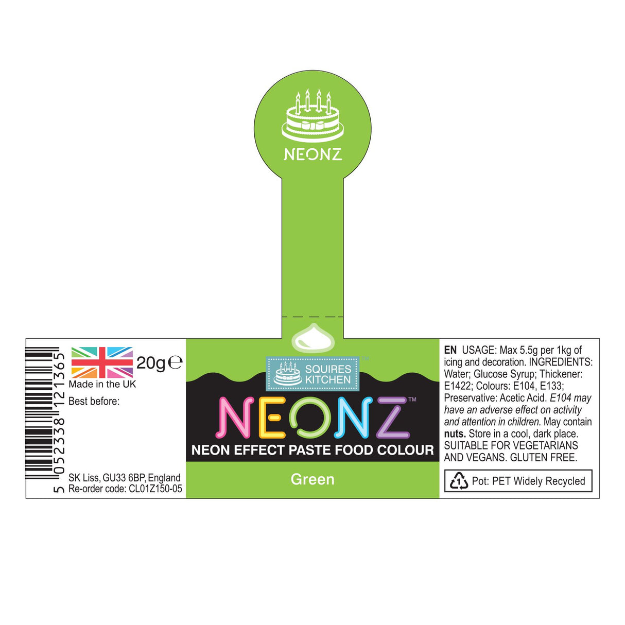 Squires Kitchen NEONZ Neon Effect Food Colouring Paste 20g - All Shades