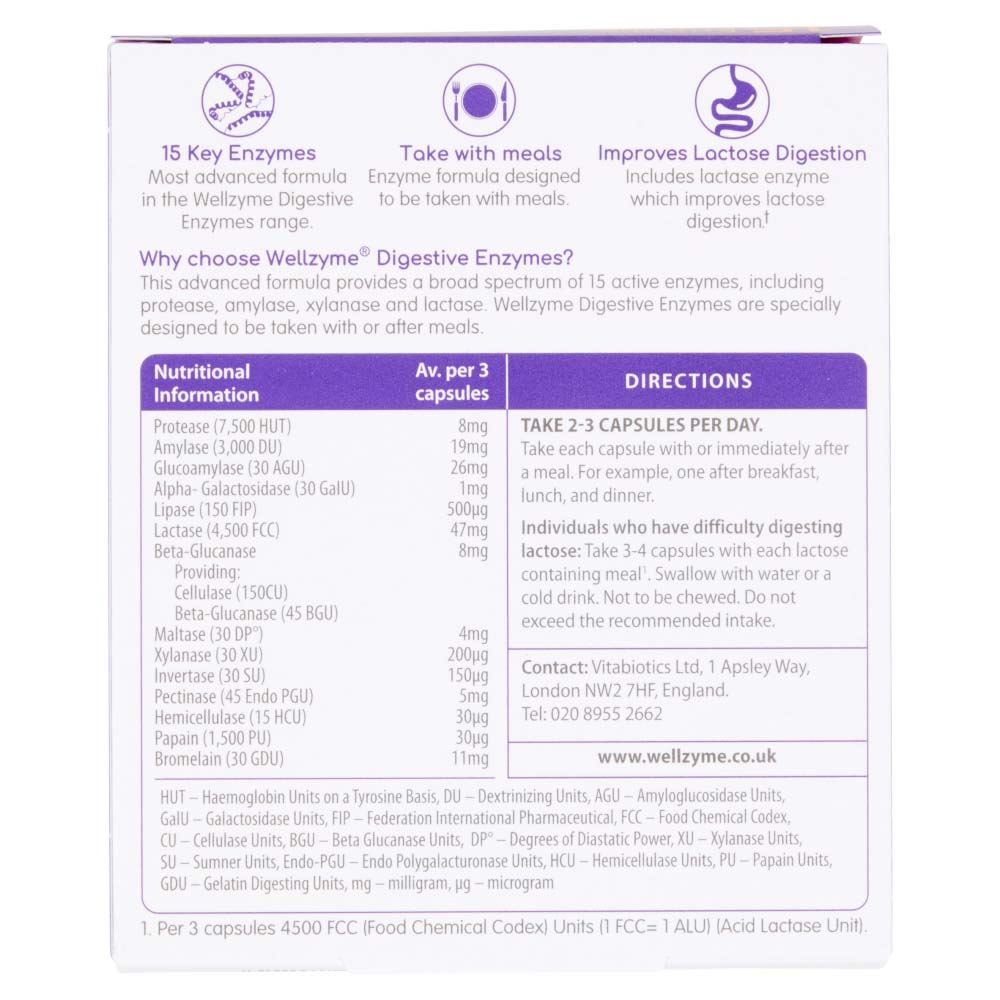 Vitabiotics Wellzyme Digestive Enzymes Advanced Formula - 60 Capsules