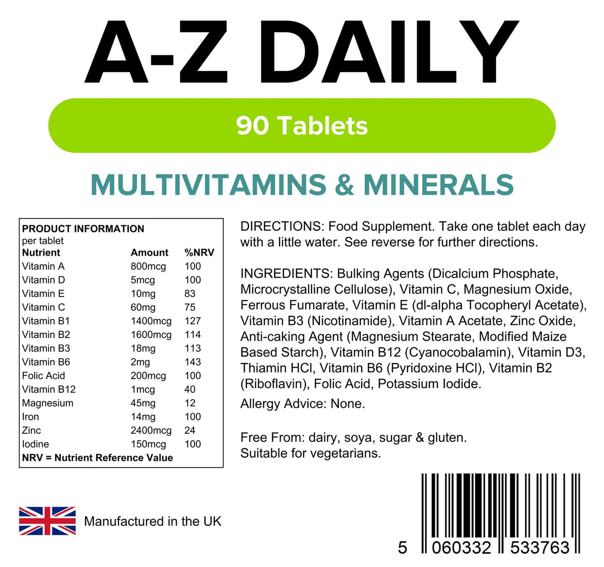 Lindens Multivitamin A-Z Daily - 90 Tablets