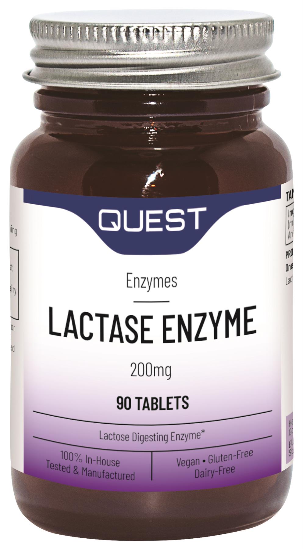 Quest Lactase - Lactose Digesting Enzyme - 200mg - 90 Tablets