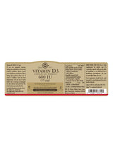 Solgar Vitamin D3 (Cholecalciferol) 600 IU (15 µg) - 120 Vegicaps