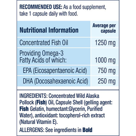 Wiley's Finest Peak EPA 1000mg Omega 3 Fish Oil 60 Capsules