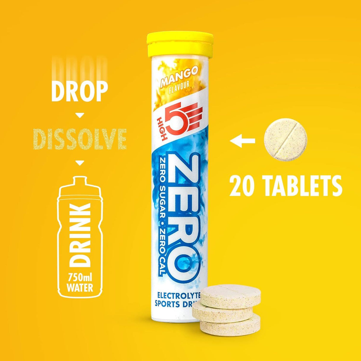 High 5 Zero Electrolyte Sports Hydration Drink - 20 Tablets- All Flavours