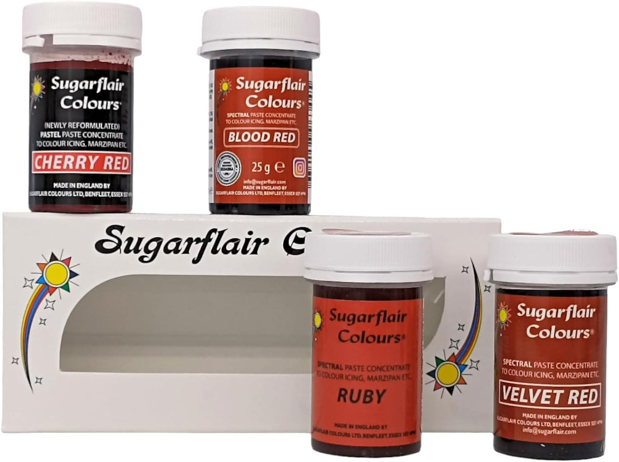 Sugarflair Spectral Paste Red Set - Pack of 4