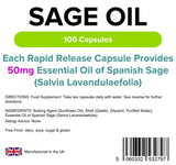 Lindens Sage Oil (Essential Oil of Spanish Sage 50mg) - 100 Capsules