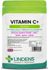 Lindens Vitamin C+ 1000mg - with Rosehip+Bioflavonoids - 120 Time Release Tablets