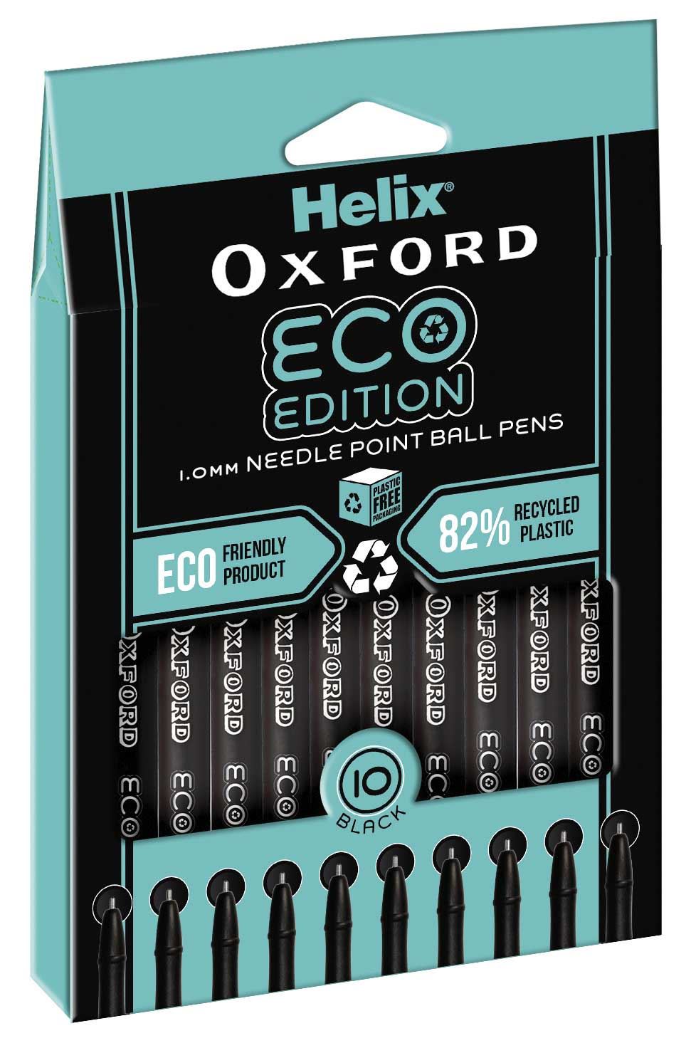 Helix Oxford Eco Ballpoint Pens x10 Pack - Black Ink