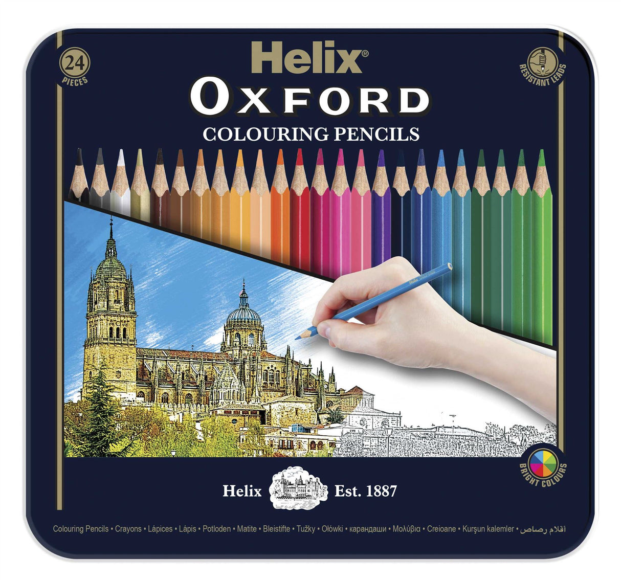 Helix Oxford Colouring Pencils in Metal Tin x24 Pack