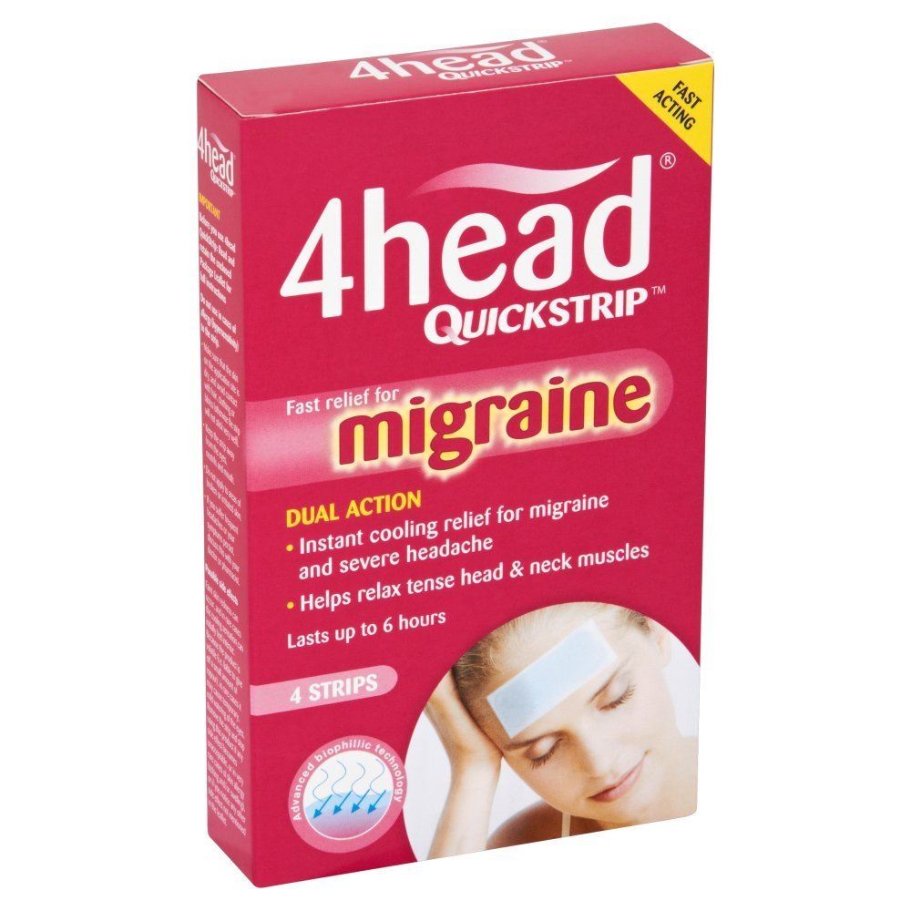 4head Quickstrip Cooling Strips Headache & Migraine Relief - 4 Strips