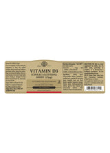 Solgar Vitamin D3 (Cholecalciferol) 1000 IU (25 µg) - 180 Tablets