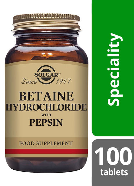 Solgar Betaine Hydrochloride with Pepsin - 100 Tablets