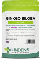 Lindens Ginkgo Biloba 6000mg - 365 Tablets