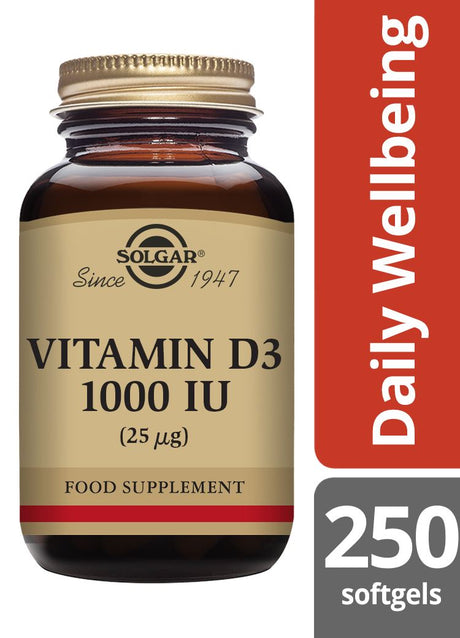 Solgar Vitamin D3 1000 IU (25 µg) - 250 Softgels