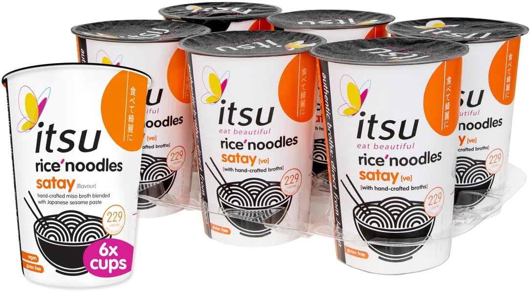 Itsu Rice Noodles Satay Flavour 64g - Pack of 6